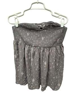 Torrid Gray Micro Aztec Print Peasant Style Strapless Tube Top Size 1